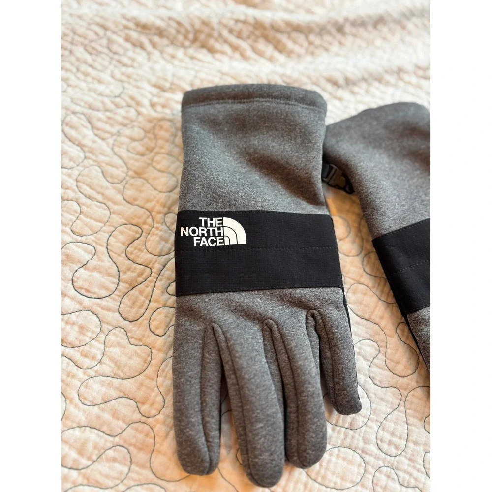 The North Face Mens Etip Fleece Gloves Gray Black XL Touchscreen Compatible - Picture 2 of 4